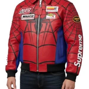 Men And Women Supreme Vanson Leathers Spider-Man Leather Red Jacket