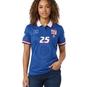 New York Giants Football x Football Collared Royal Top