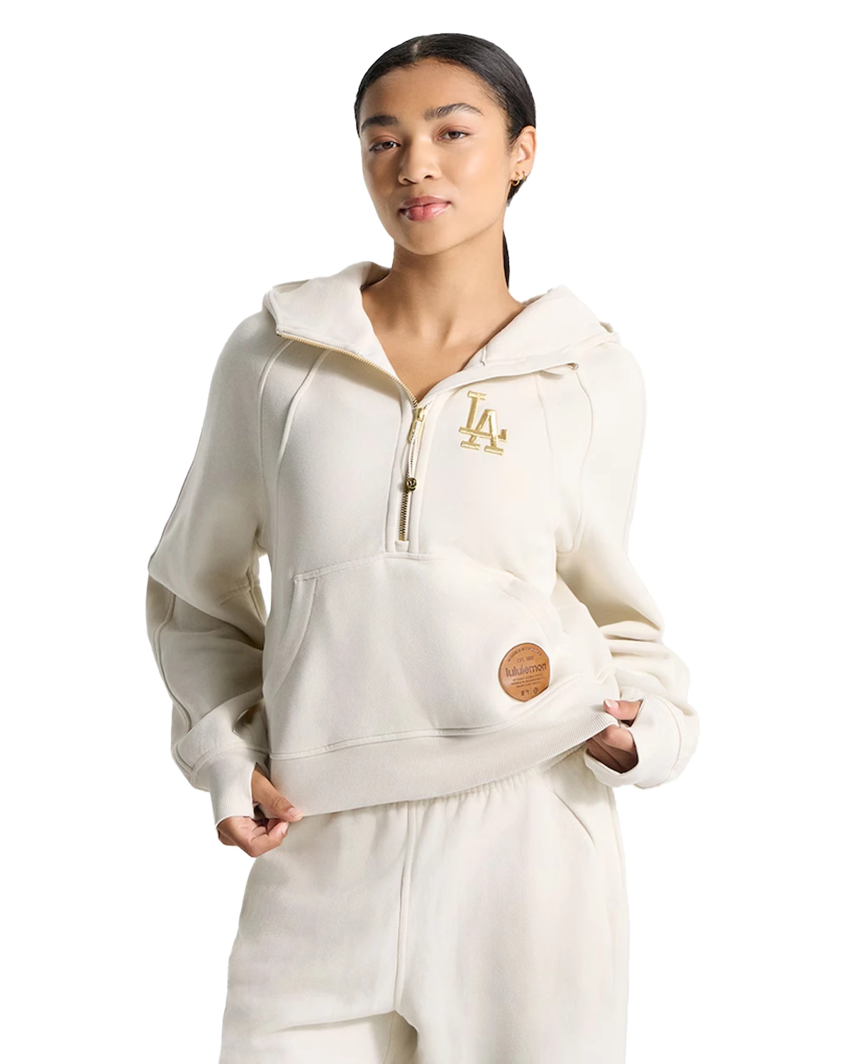 Womens Los Angeles Dodgers lululemon Scuba Oversized Hoodie Ivory