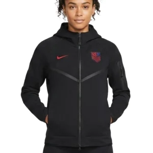USMNT Women's Tech Fleece Windrunner Full-Zip Black Hooded Jacket
