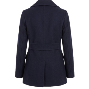 Leather Hood Polo Wool Navy Blue Peacoat